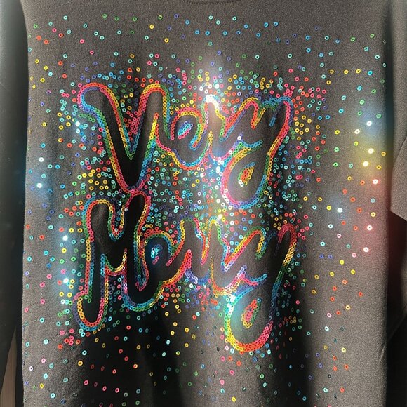 Philosophy Very Merry Sequin Black Sweatshirt Pullover Top Women's Medium - Picture 6 of 8